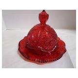 Amberina Domed Butter Dish