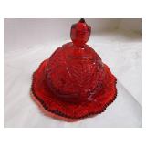 Amberina Domed Butter Dish