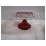 Ruby Cake Plate, Bowl, Server