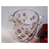 Vintage Ruby Glasses & Dot Pitcher
