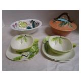 RW Art Pottery, Covered Dish, Floral