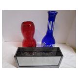 Vases: Cobalt, Red, Partylite Candle Holder