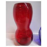 Vases: Cobalt, Red, Partylite Candle Holder