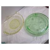 Depression Glass Cake Plate & Folded Dish