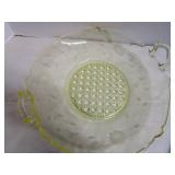 Depression Glass Cake Plate & Folded Dish