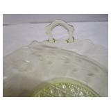 Depression Glass Cake Plate & Folded Dish