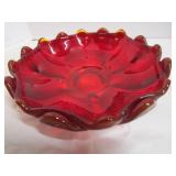 Art Glass Blue, Ruby & Green Dishes