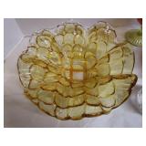 Amber Art Glass, Candy, Pedestal Amberina