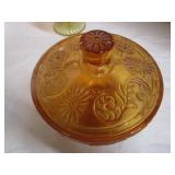 Amber Art Glass, Candy, Pedestal Amberina
