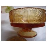 Amber Art Glass, Candy, Pedestal Amberina