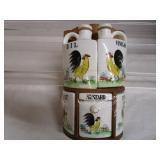 Ceramic Table Set, Vintage Chickens