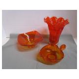 Amberina Vase, Dish, Nappy