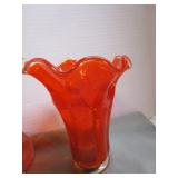 Amberina Vase, Dish, Nappy
