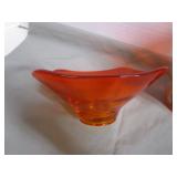 Amberina Vase, Dish, Nappy