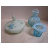 Blue Opalescent, Fenton Satin Glass