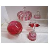 Cranberry/Clear: Candy, Bell, Pedestal