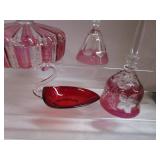 Cranberry/Clear: Candy, Bell, Pedestal