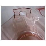 Pink Depression Bowl & Candle Holders