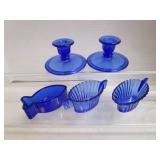 Cobalt Heisey, Cream & Sugar, Candle Holders