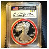 Damstra Hand Signed Mint Designer Series 2021-S Silver Eagle T2, PCGS PR70 DCAM, 1 of 200