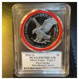 Damstra Hand Signed Mint Designer Series 2021-S Silver Eagle T2, PCGS PR70 DCAM, 1 of 200