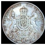1861-B Kingdom of Hannover Silver 1 Vereinsthaler, VF, Unaltered Surfaces