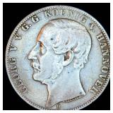 1861-B Kingdom of Hannover Silver 1 Vereinsthaler, VF, Unaltered Surfaces