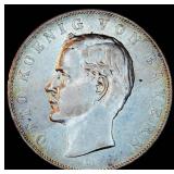 XF+/AU 1912 D Kingdom of Bavaria Zwei Mark, Muted Original Luster w/Cabinet Toning