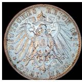 XF+/AU 1912 D Kingdom of Bavaria Zwei Mark, Muted Original Luster w/Cabinet Toning