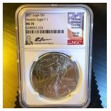 Scarce Motl Hand Signed MS-70 2021 Heraldic Silver Eagle T1, NGC Top Pop 1 of 268
