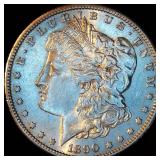AU 1890-S Morgan Silver Dollar, Muted Original Luster, details