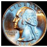 High Grade Uncirculated 1964 Washington Quarter, Blazing Original Luster