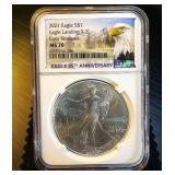 2021 T2 Silver Eagle, Early Releases, NGC MS 70, Mint Fresh