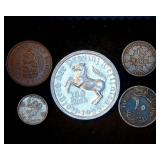 AU+/UNC 1951 New Zealand Half Penny + (4) World Coins, Some Silver