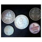 AU+/UNC 1936 Red San Marino 5 Centisimi + (4) Tougher World Coins