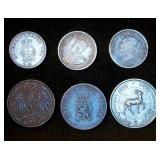 Collection of (6) World Coins: Mostly Silver