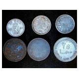 Collection of (6) World Coins: Mostly Silver