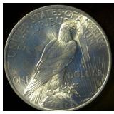 Uncirculated 1923-P Silver Peace Dollar, Unaltered Surfaces w/Near Full Luster