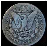 Strong 7/8 Tailfeather 1878-P Morgan Silver Dollar, VG, Details