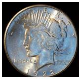 AU 1922-S Silver Peace Dollar, Muted Luster