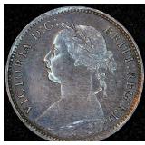 AU+/UNC 1886 Great Britain Farthing, Bun Head, Unaltered w/Luster & Traces of Red