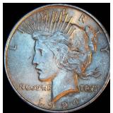 AU 1924-P Silver Peace Dollar, Unaltered Surfaces