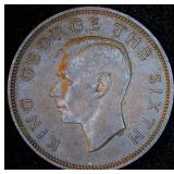 AU+/UNC 1951 New Zealand Half Penny + (4) World Coins, Some Silver