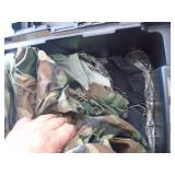 4 bins with misc cassettes, military bdu