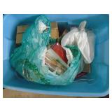 3 bins of christmas & womens. Clothes with misc. As shown. CASH ON SITE ONLY. PICKUP IS TUESDAY MAY 19TH FROM 11 AM TO 4 PM. REGARDLESS WHAT THE SCHEDULE STATES.