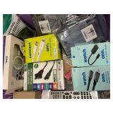 Assorted Electronics Accessories Lot - Remotes, Cables, Adapters & Alarm Clock