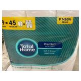 2 X Total Home Premium Bath Tissue - 9 Mega Rolls, Soft & Strong, Septic Safe
