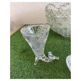 Glass Punchbowl with Cups & Glassware Items