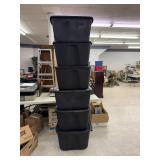 6 18 Gallon Black Totes with Lids