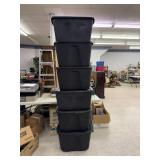 6 18 Gallon Black Totes with Lids